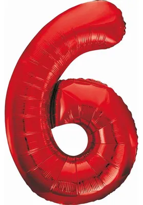 Obrázek produktu pro XL fóliový balónek číslo 6 červený 85 cm