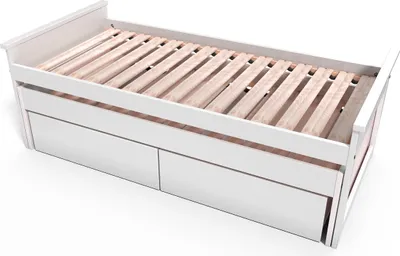 Produktbild von Ausziehbares bett 90x200 Maxi aux Massivholz mit Schubladen - Weiß
