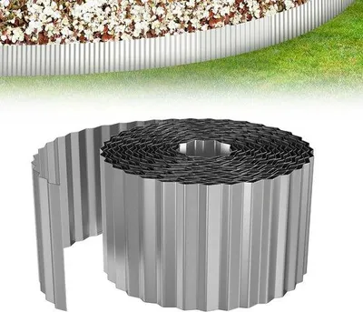 Productafbeelding van Flexibele metalen gazonrand 10 meter voor bloembedden en tuinpaden, 15 cm hoog