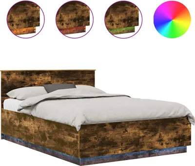 Imagen del producto de Estructura de cama vidaXL, roble ahumado, 160 x 200 cm, material de madera