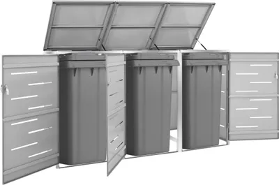 Image de Abri pour poubelles pour 3 tonnes 207x77,5x115 cm acier inoxydable