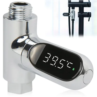 Produktbild von BAIFULAI LED Digital Badethermometer, Badewannenthermometer 0-100 ℃ Echtzeit Wasserdurchfluss mit 360 ° drehbarem Bildschirm, Wasserthermometer Baby, Duschthermometer, Thermometer Badewanne Badezimmer