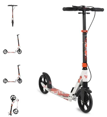 Produktbild von Byox Kinderroller Spooky klappbar, bis 100 kg, Bremse, Stoßdämpfer vorne, ABEC-7 weiß
