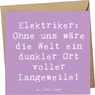 Produktbild von Mr. & Mrs. Panda Grußkarte Spruch Elektriker Helden - Lavendeltraum - Geschenk, Herausforderung, doppelkarte, Berufsalltag, anlasskarte, handgefertigte Geschenke, Beruf