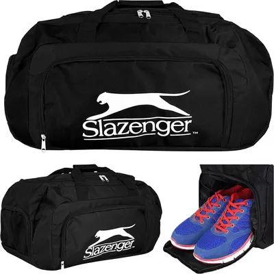 Zdjęcie produktu dla Czarna Duża Pojemna Torba podróżna Slazenger 50l Podróż Siłownia Praca