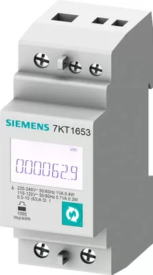 Produktbild von Siemens PAC1600: 1 phasig 63A, Modbus, MID, Leistungsstrom, kWh, IP40, 63 A, 151 g, 151 g