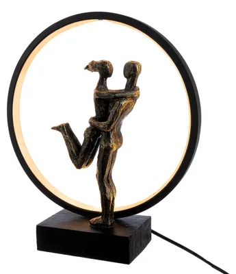 Immagine prodotto di Gilde Tischleuchte (LED), rund, "Happy Reunion", Paarmotiv, Kunstharz, schwarz, bronzefarben, VE 1, L. 10 cm, B. 30 cm, H. 35 cm