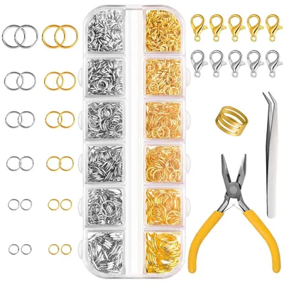 Immagine prodotto di TRANKIELO® - 1540 anellini metallici e ganci a scatto – Ideali per la creazione e la riparazione di gioielli fai-da-te – Disponibili in diverse misure e con vari accessori
