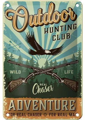 Produktbild von Blechschild Retro 12x18cm Outdoor hunting club Adventure