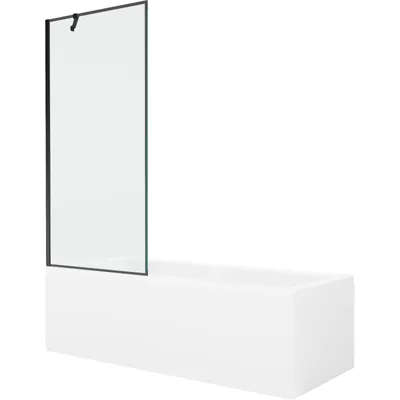 Obrázek produktu pro Mexen Cubik obdélníková vana 170 x 70 cm s pláštěm 1-křídlovou zástěnou 80 cm, Černý vzor - 550317070X9508007070