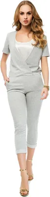 Immagine prodotto di Tuta donna elegante Tuta donna comoda e sportiva 6/8 con scollo a V; grigio screziato/M/38