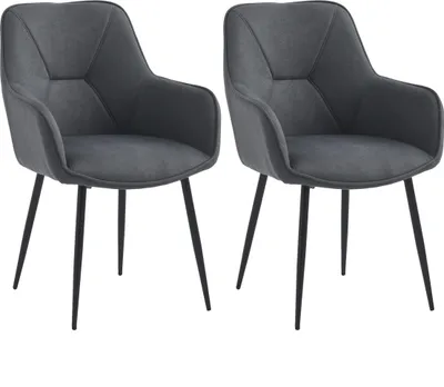 Immagine prodotto di Casa Dolce sedia da pranzo NAVIANA, set di 2, grigio scuro, 57x60x86 cm, mobili per sala da pranzo, imbottiti, portata 120 kg