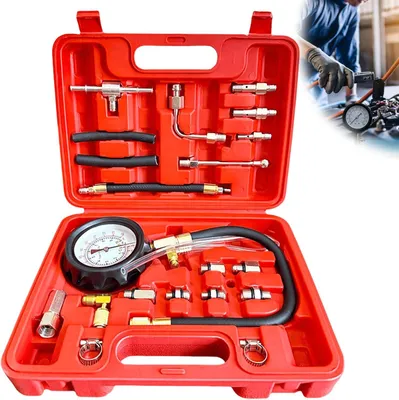 Productafbeelding van Brandstofmanometer voor 0-140 PSI, brandstofdruktestset met drukmeter voor benzine-injectiepompen in auto's, vrachtwagens en motorfietsen