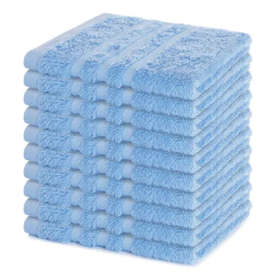 Produktbild von Lavea® Seiftuch 10er Set 30x30 cm, 100% Baumwolle, hochwertige Seiftücher und Gästehandtücher, saugstark, waschbar, Frottierserie Elena - Delphinblau