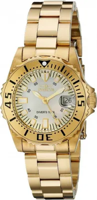 Produktbild von Invicta Pro Diver 2963 Damenarmbanduhr - Quartz Bewegung - Edelstahl mit goldenem Zifferblatt - 30 mm