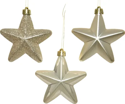 Produktbild von Christbaumschmuck Sterne Kunststoff 7cm 6 Stück - Perle