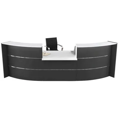 Produktbild von Kerkmann Empfangstheke BARI gebogen, anthrazit, weiß 357,5 x 122,5 x 112,0 cm