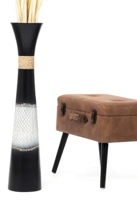 Produktbild von Leewadee Hohe Bodenvase 85 cm aus Mangoholz in schwarz