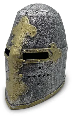 Produktbild von BestSaller 1422 Ritterhelm Topfhelm für Kinder, Kunststoff, silber/gold