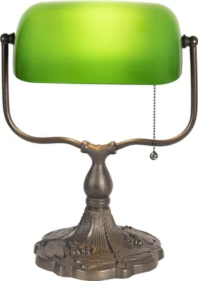 Zdjęcie produktu dla Lampa biurkowa Clayre & Eef Lampa bankierska 27x20x36 cm Zielony Brązowy Metal