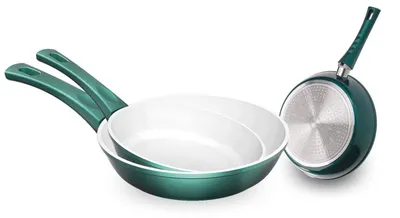 Bratpfannen-Set 3-tlg., Keramik, Induktion, 20/24/28 cm, grün