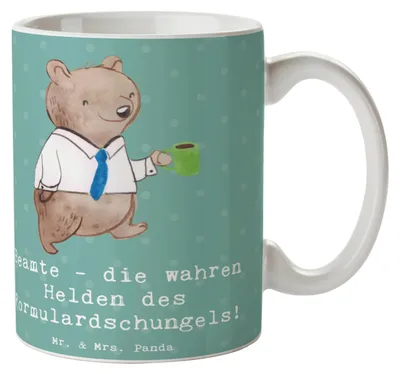 Produktbild von Mr. & Mrs. Panda Becher Beamtin Heldin - Meeresbrise - Geschenk, Helden, Kaffeetasse, kreative Geschenke, Beamte, Trinkbecher, Kaffeebecher, Jubiläum, Spruch, Tasse