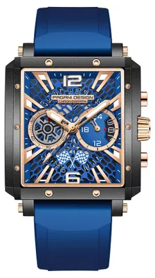 Produktbild von Herrenuhr Pagani Design Perseity, Quarz, Chronograph, Blau / Roségold