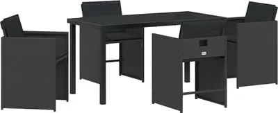 Immagine prodotto di vidaXL Set da pranzo da giardino 5 pezzi in polirattan nero