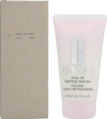 Produktbild von Clinique Rinse Off Foaming Cleanser, Makeup Reinigungsgel, Mischhaut, trockene Haut, Feuchtigkeitsspendend, 150 ml, Tube, - Thoroughly wet hands and face. - Squeeze a pea sized dot onto palm and work into a rich lather....