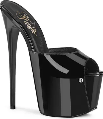 Produktbild von JUBILANT-01 Pleaser Damen High Heels versteckter Plateaupantoletten schwarz Lack
