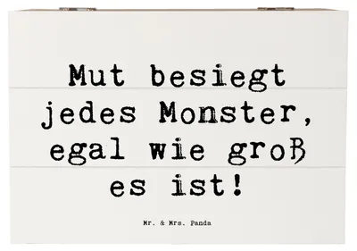 Produktbild von Mr. & Mrs. Panda Box Spruch Ängste vor Monstern besiegen 22 x 15 cm - Weiß - Geschenk, Zuversicht, Trost, positive Energie, Herausforderungen meistern, Schatzkiste, Kiste