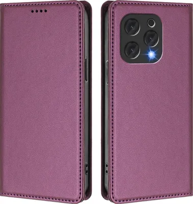 Produktbild von Handyhülle für Doogee N55 Plus, Kunstleder Klapphülle Stoßfeste Magnetische Hülle mit Ständer Lila