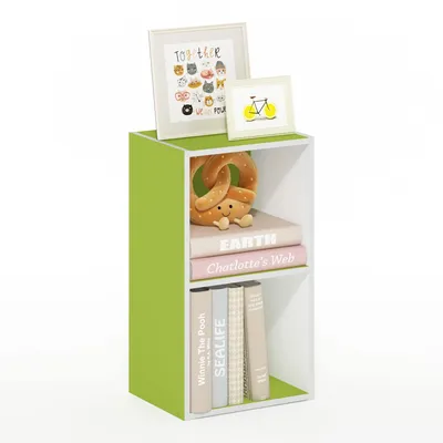 Bücherregal 2-stufig, Grün/Weiß, 23,7x30,5x53,9 cm