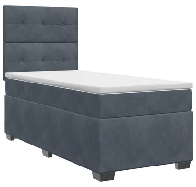 Image de vidaXL Lit boxspring avec matelas gris foncé 90 x 190 cm velours