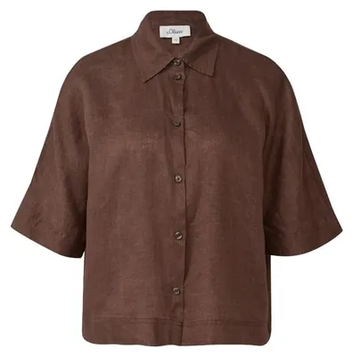 Produktbild von S.Oliver red Label Leinen Bluse Braun Größe 42 mit Knopfleiste Relaxed Fit 8828