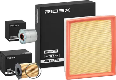 Produktbild von RIDEX Filterset Inspektionspaket Filtersatz für CITROËN BERLINGO (B9) passend für PEUGEOT 208 I Schrägheck (CA, CC) 308 SW II PARTNER Tepee