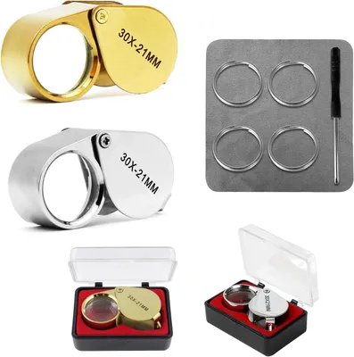 Imagen del producto de Lupa de 30 aumentos, con lente de 21 mm, fabricada en aleación de metal, ideal para joyería y monedas
