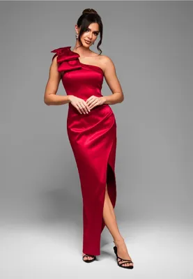 Produktbild von Ombre Abendkleid Bodenlang mit Gehschlitz an der Seite rot M