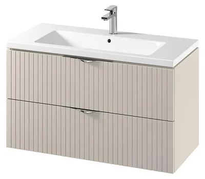 Produktbild von Cersanit | Set Schrank Mit Waschbecken Tirso - 100cm - Beige - 2 Schubladen - 100x60x45cm - Waschbeckenunterschrank