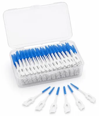 Produktbild von Silikon Interdentalbürsten 200 Stück, weiche Zahnzwischenraumreiniger für empfindliches Zahnfleisch, Zahnreinigungsstäbchen zur täglichen Mundpflege