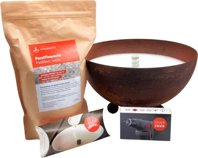 Produktbild von Schwabenfire Outdoor Kerze Edelrost Schale 20cm mit Dauerdocht im XL Sparset