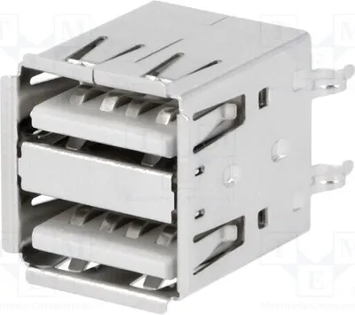 Productafbeelding van 1x USB-A-connector, dubbel, USBA-2GV, USB en IEEE1394-aansluiting, doorgaande montage
