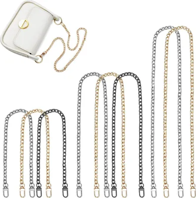 Produktbild von 8 Stück Taschenkette Metall Kette Schulterriemen Gold Kettenriemen Schultergurt für Taschen DIY Flachketten Riemen Ersatz Trageriemen Kette für Damen Handtaschen Umhängetasche Geldbörse