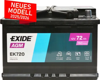 Image de Batterie automobile Exide EK720 Start-Stop AGM 12 V 72 Ah 760 A