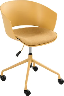 Produktbild von BELIANI Bürostuhl Gelb mit Stoffsitz Höhenverstellbar Drehbar Rollen Bequemer Drehstuhl Modernes Design für Büro Home Office