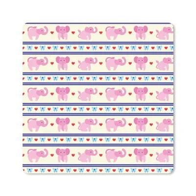 Produktbild von MuchoWow® Mauspad Mousepad Rosa - Elefant - Linie - Design 20x20 cm - Mousepads - Maus Mat - Pad - Mausunterlage - Desk Mat - Bureauartikeln