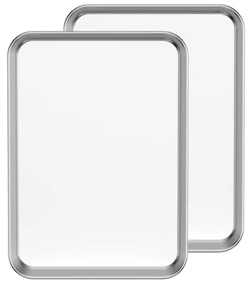 Backblech-Set 2er, Edelstahl, 31,5 x 24,5 x 2,5 cm, antihaftbeschichtet, silber