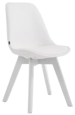 Productafbeelding van CLP Stoel Manado, bekleding van kunstleer, met zitkussen en houten poten. Frame: wit. Kleur frame: wit