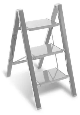 Imagen del producto de Escalera plegable de aluminio con 3 escalones y peldaños anchos antideslizantes
