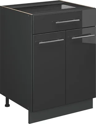 Produktbild von Küchenunterschrank Vicco Fame-Line Anthrazit Hochglanz 60 cm mit Schublade, AP Eiche, Model 57061